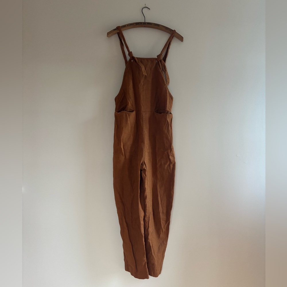 Beaton Linen knotted overalls in rust
